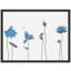 Fleurs de lotus bleues avec oiseaux et libellule sur fond neutre, affiche encadrée rustique-104786895-104786893