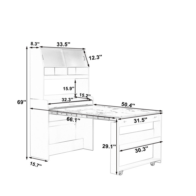 A Foldable Dining Table With A Top Cabinet And A Multi-Functional Sideboard, Yellow