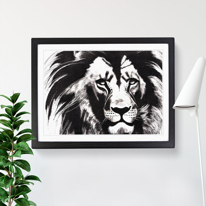 An Immense Lion - Single Picture Frame Print, Black Framed, 25cm H x 34cm W x 2cm D
