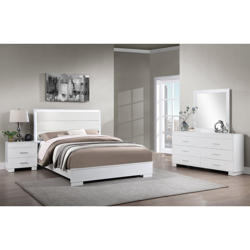 Ensemble de chambre avec grand lit 4 pièces Anglina, blanc