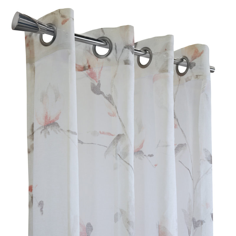 Jeffren Sheer Curtain Single Panel, 52'' W x 63'' L, Red