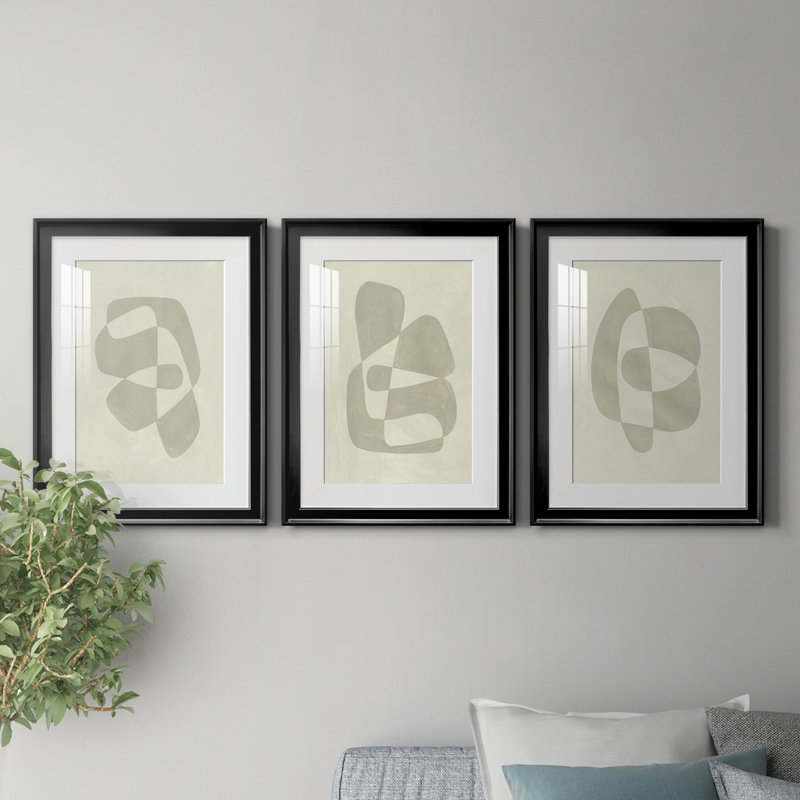 Soft Shape I - Ensemble de 3 cadres photo, Cadre noir, H 36,5 po x l 79,5 po x P 1 po