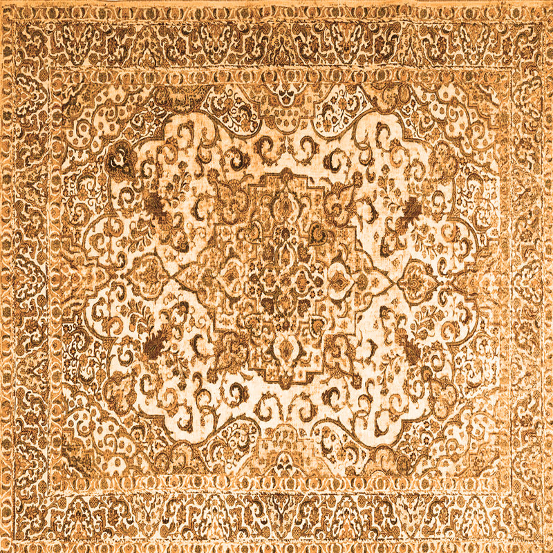 Tapis oriental oriental carré brun 4 pi x 4 pi fabriqué à la machine