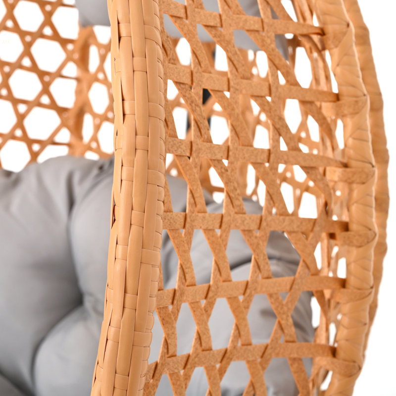 Sturdy Hammock Chair With Stand, Durable Hanging Egg Chair With Rattan Weaving ,Comfortable Indoor Outdoor Swing  Chairs With Soft Removable Cushion,Suitable For Balcony, Bedroom,Or Garden
