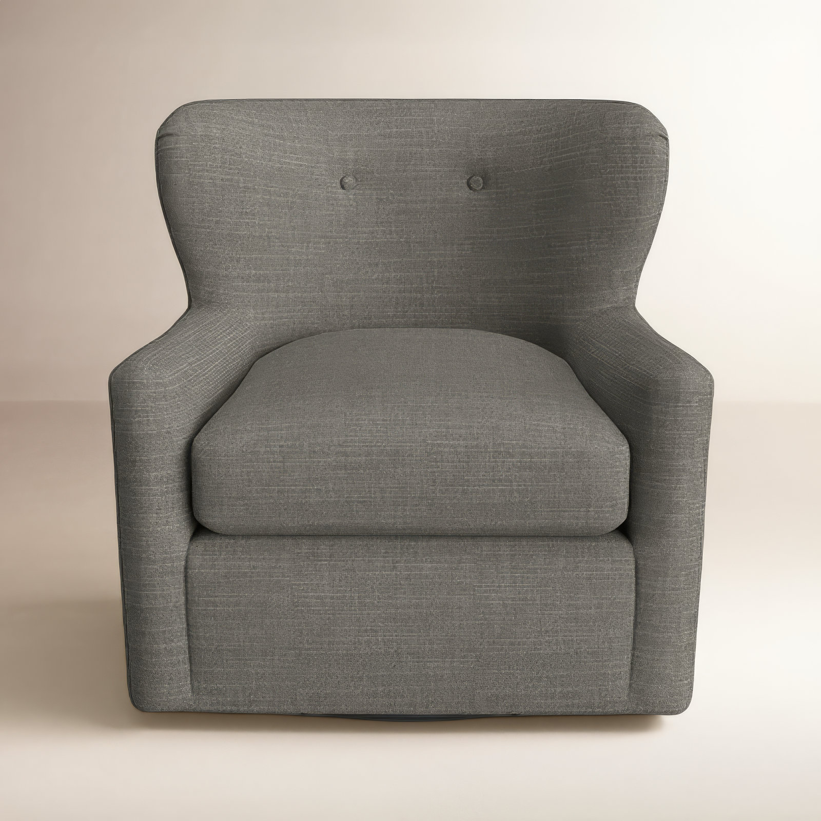Bendigo Upholstered Swivel Barrel Chair, Slate Performance Weave