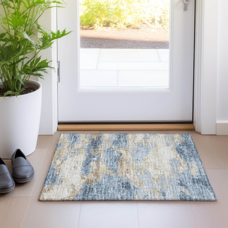 Premium Machine Washable Freixa AMF71 Blue Rug, Rectangle 1'8" x 2'6"