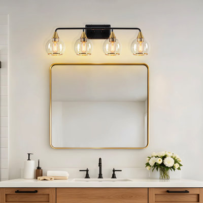  Éclairage de salle de bain 3 lumières à intensité variable avec abat-jour en verre transparent