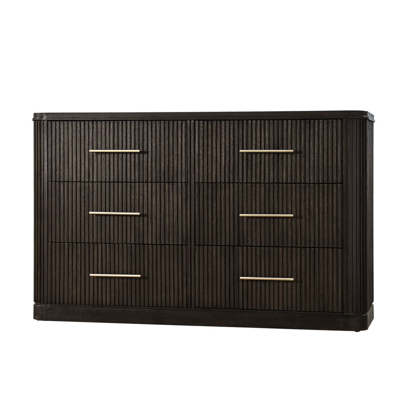 Commode simple à 6 tiroirs l 62,25 po Graciana, Noir