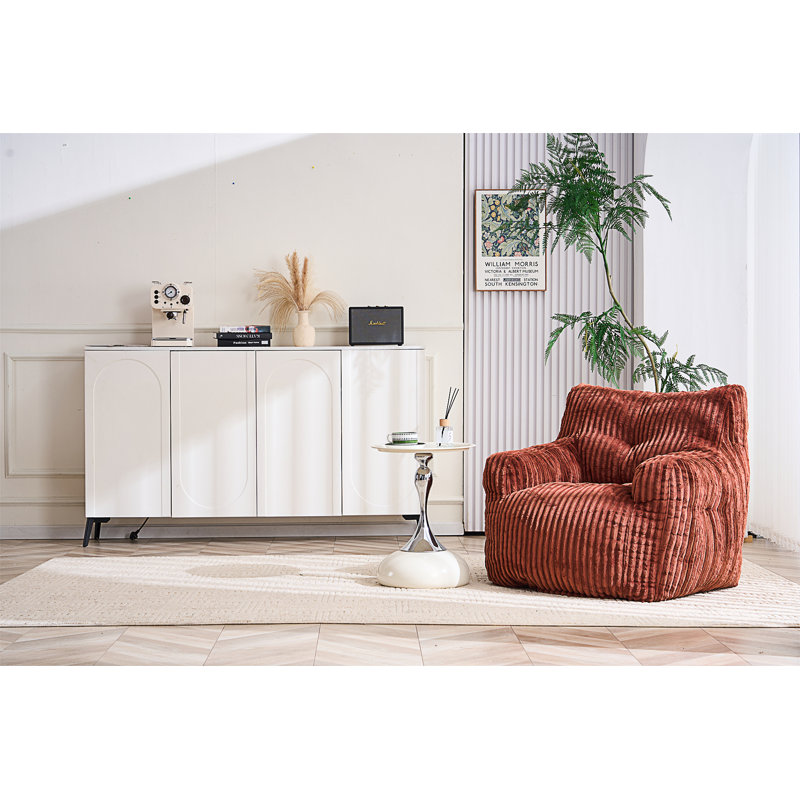 Fauteuil à billes en velours côtelé doux et moelleux rempli d'éponge à mémoire de forme, Velours côtelé rouge