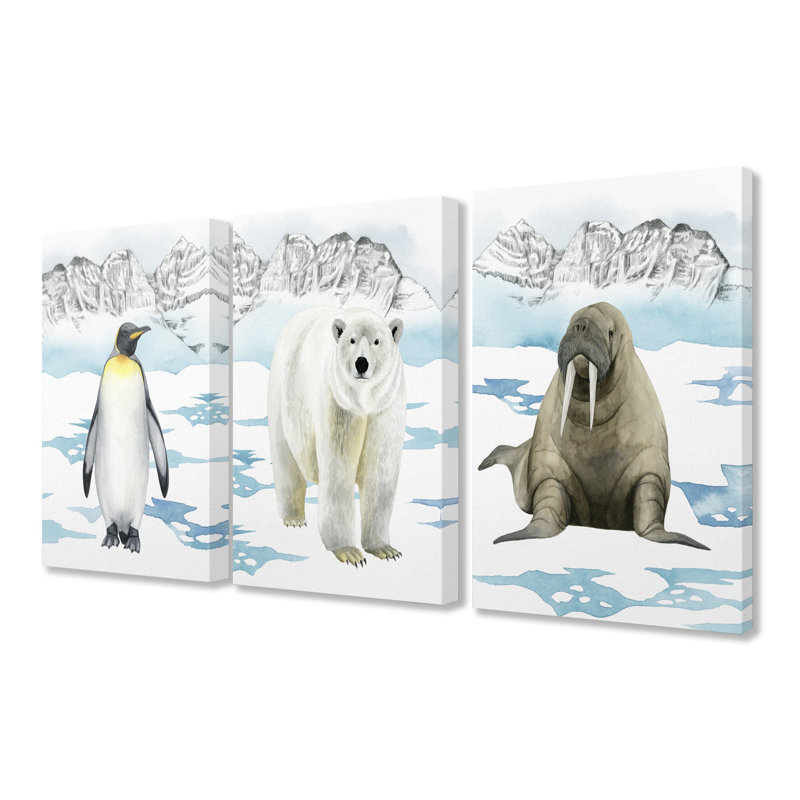 « arctique pingouin bear », art walrus, H 20 po x l 16 po x P 1,5 po, Toile