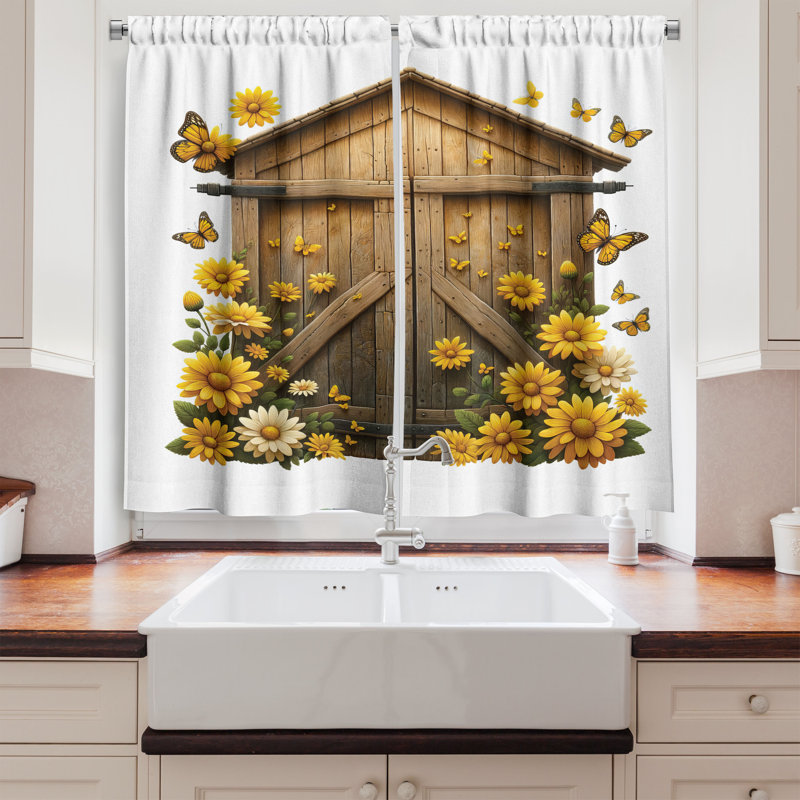 Rustic Kitchen Curtain, 55" W x 45" L