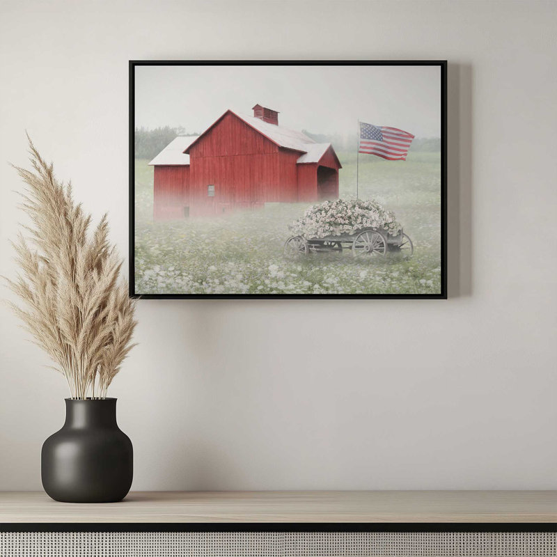 «USA Morning Glory» par Lori Deiter, reproduction d'art, 40 W x 30 H, Black, Framed Canvas