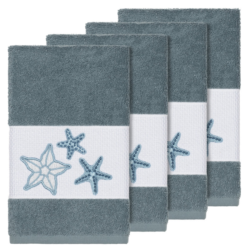 Lydia 100% Turkish Cotton Embellished Hand Towel, Teal
