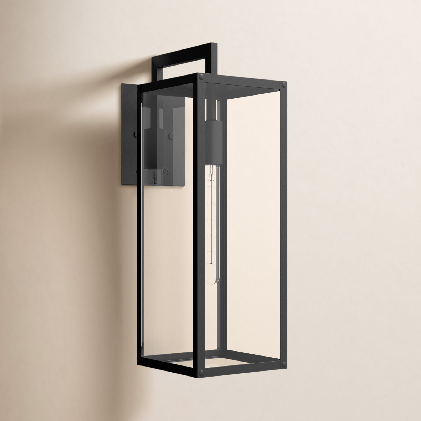 Caliana Single Light Outdoor Wall Light, Black, 18.5" H x 6" W x 9" D