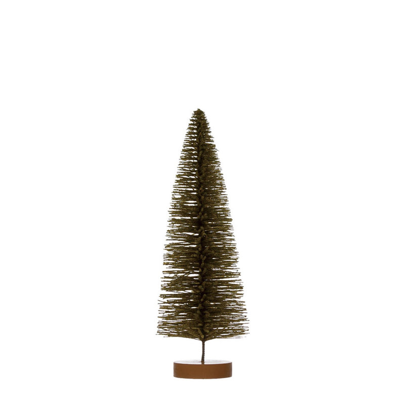 Arbre à brosse en plastique floqué avec base en bois