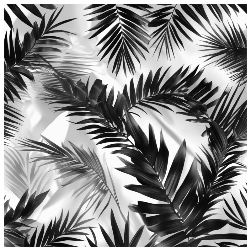 Housses de couette feuilles de palmier noir, Très grand, Noir blanc