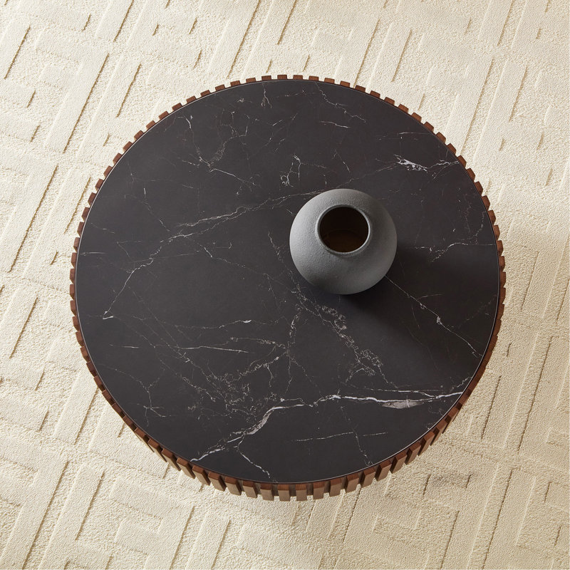35,43 "Nesting Round Table Modern Drum Table basse Luxury, Noyer