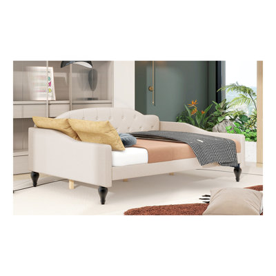 Lit de jour double capitonné capitonné, beige