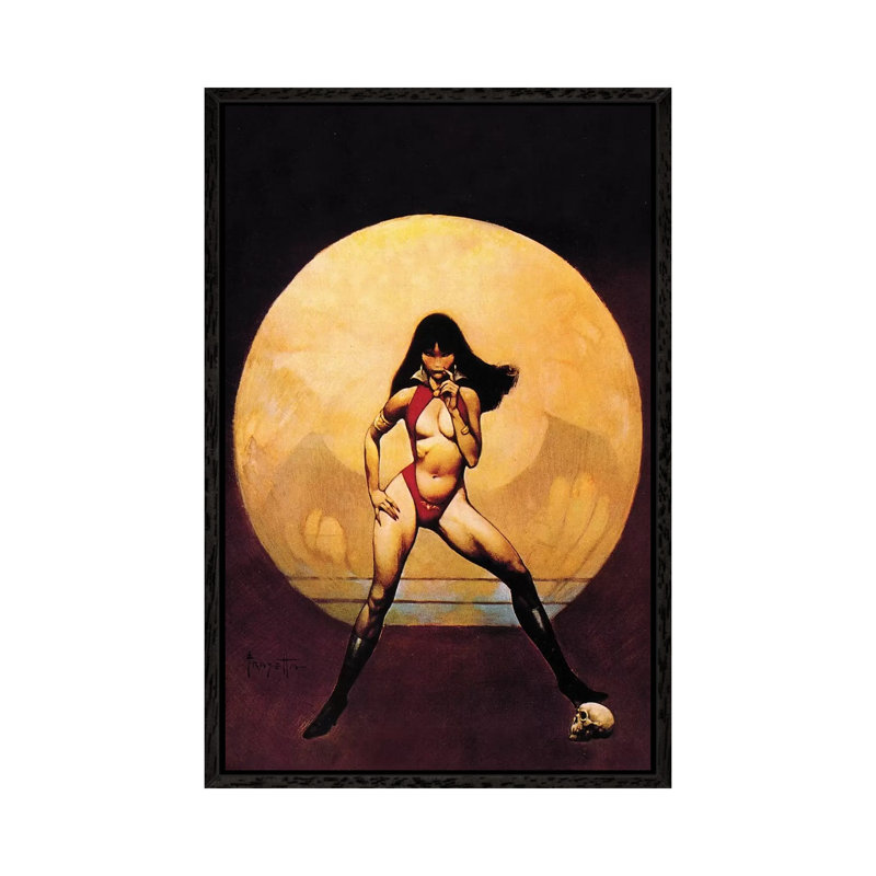 Vampirella by Frank Frazetta - Print on Canvas, 66.04 cm H x 45.72 cm W, Black Framed