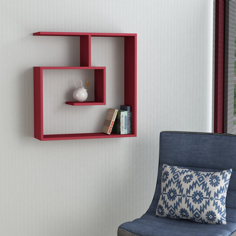 3 Piece Floating Shelf, Burgundy