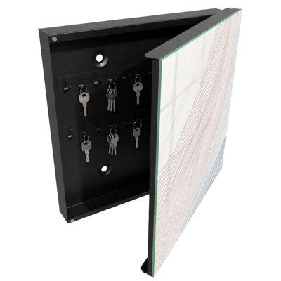 Key storage cabinet, Opens to the left, 30x30x5, Black, Dynamic lines and subtle colors, 