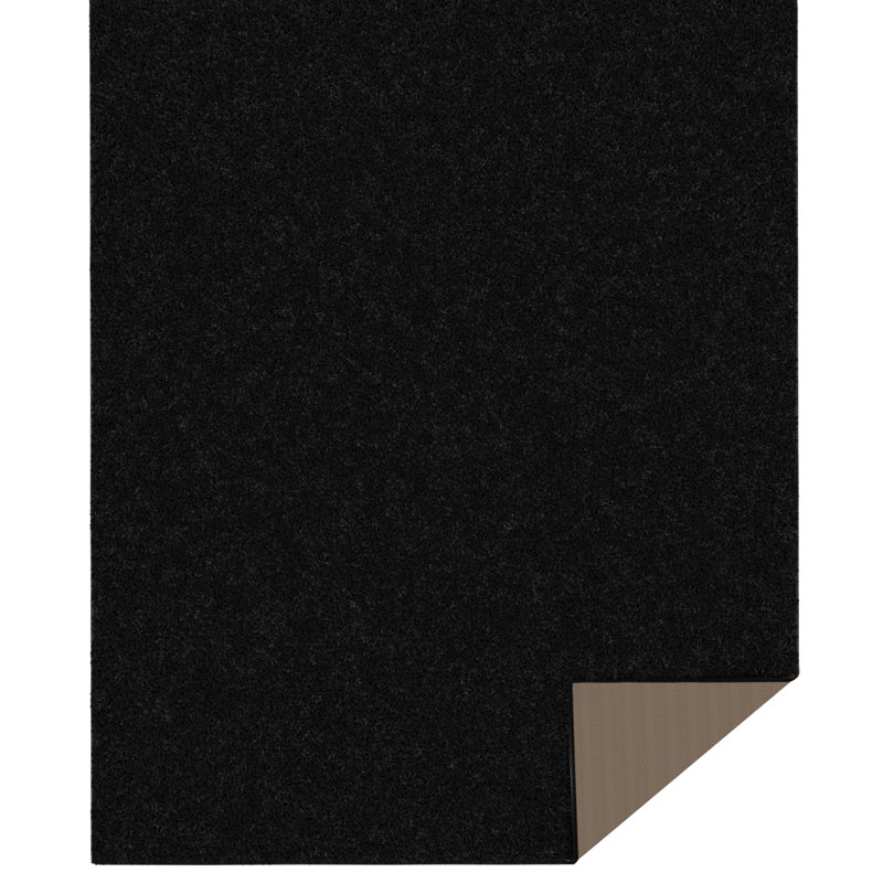 Cozy Plush Non-Slip Rubberback Soft Black Indoor Bedroom, Living Room Area Rug, Runner 7'10' x 17', Black