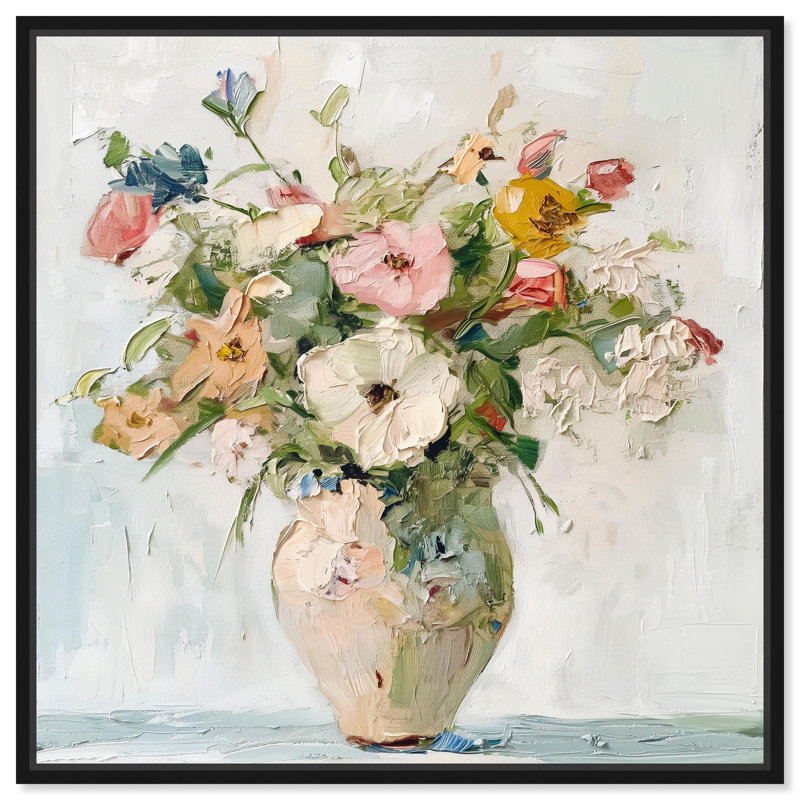Art floral sur toile Petal Keeper Farmhouse par Art Remedy, Cadre flottant noir, H 21 po x l 21 po x P 1,8 po