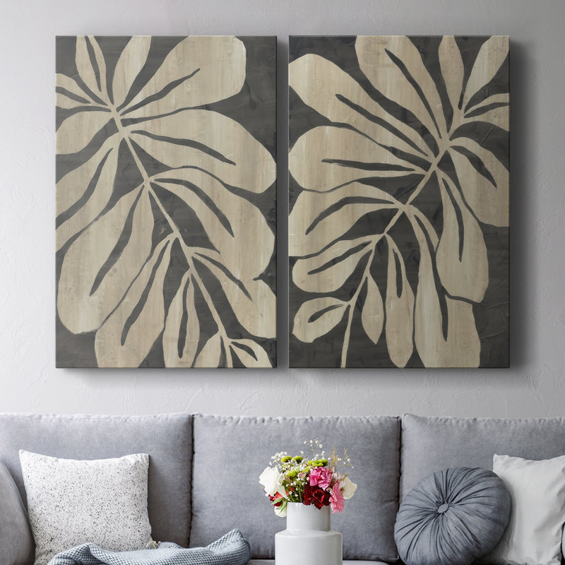 Toile tendue Bold Leaf Fossil I-Premium - prête à être accrochée