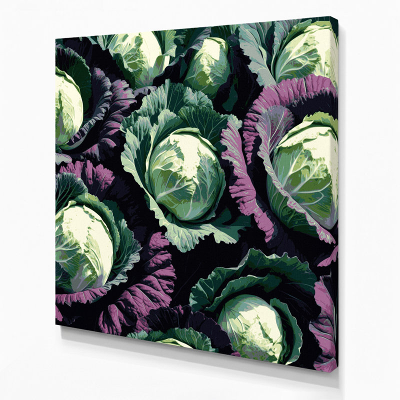 Art mural sur toile légumes chou de savoie noir, 12" H x 12" W