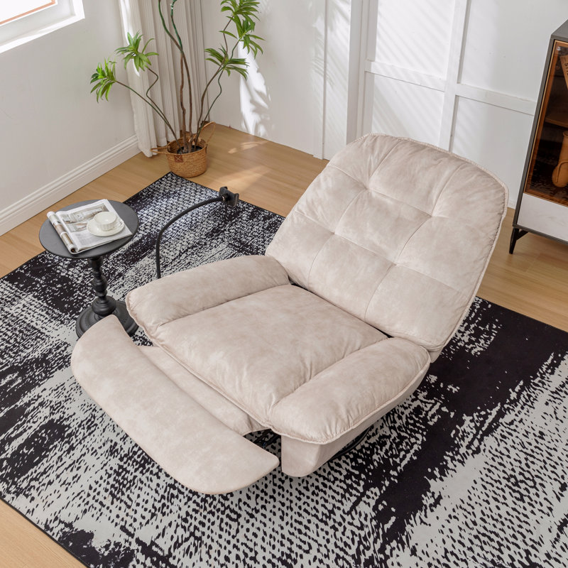 Fauteuil inclinable ivoire, fauteuil inclinable inclinable, support pour téléphone portable, fauteuil de lecture large et confortable, fauteuil à bascule pivotant, velours estampé doré