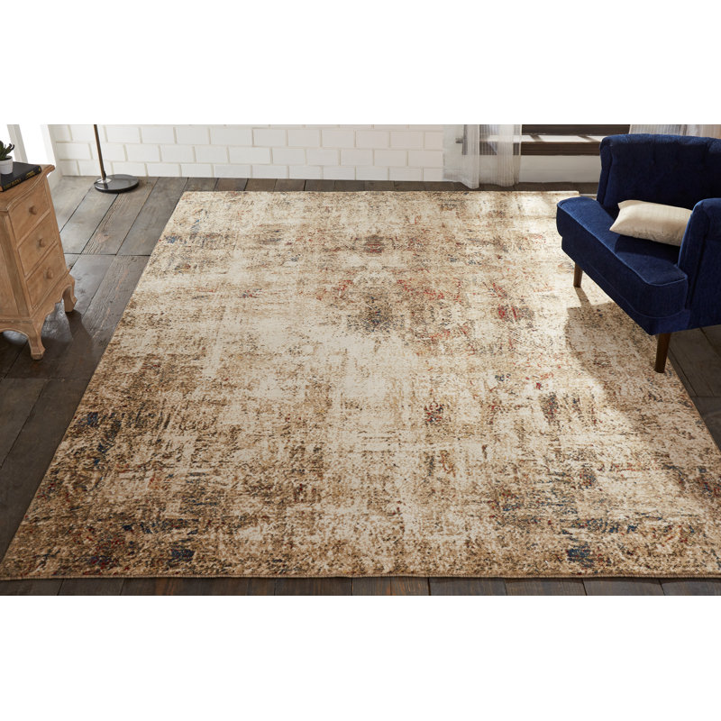 Hoddesd Abstract Area Rug in Ivory, Rectangle 2' x 3'