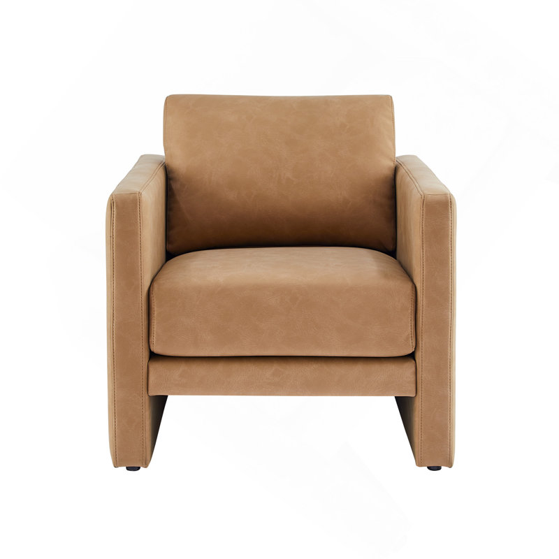 Fauteuil en similicuir brun, Marron clair