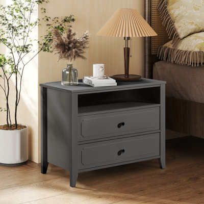 29.9" W Wood Nightstand With Two Drawers by Winston Porter