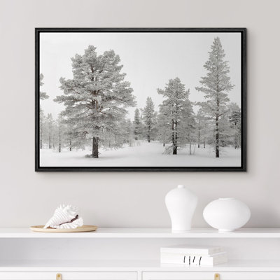 Givré hiver pin forêt sereine neige nature paysage Decor Illustration Art moderne photo