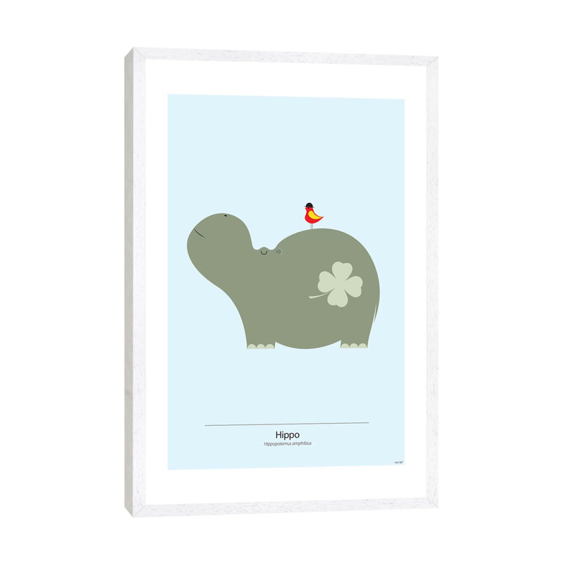 Hippo by TomasDesign - Gallery-Wrapped Canvas Giclée on Canvas, White Framed, 66.04 cm H x 45.72 cm W