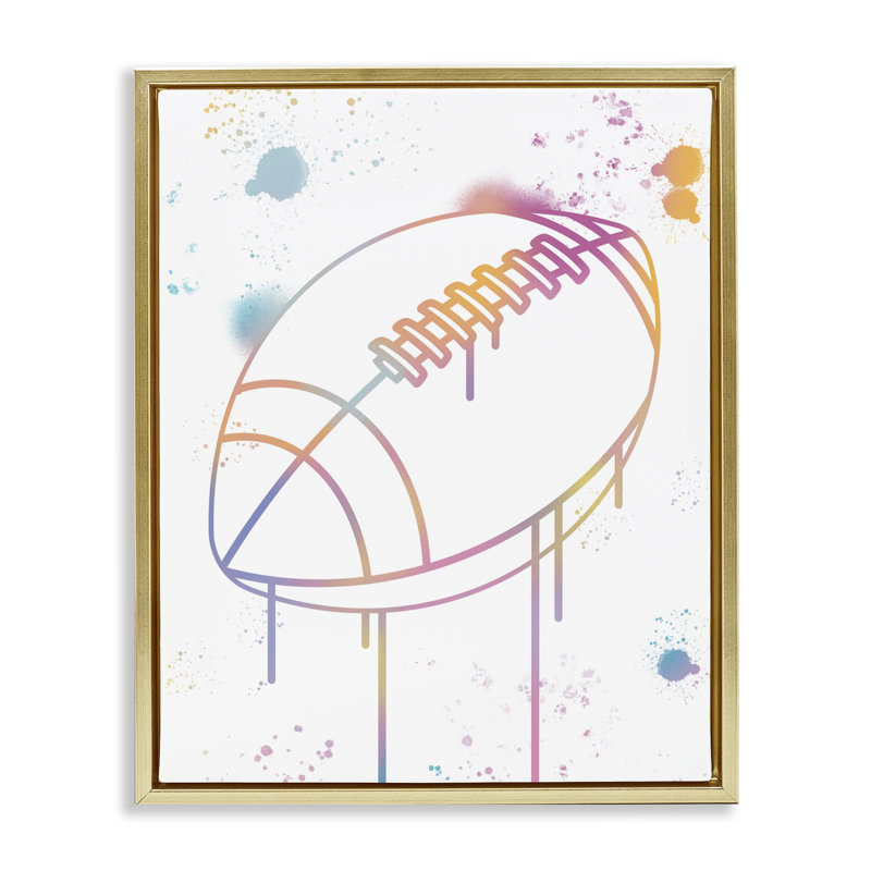 Cadre flottant Graffiti Football, par Marcus Prime, H 21 po x l 17 po, Cadre flottant métallique doré