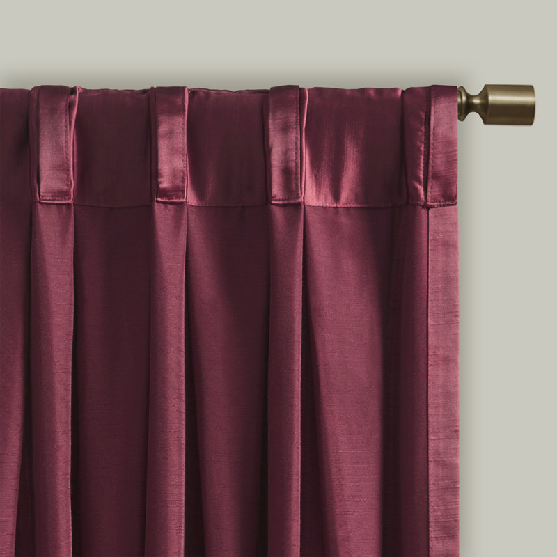 Burgundy Pleated Polyester Light-Filtering Rod Pocket Drapes