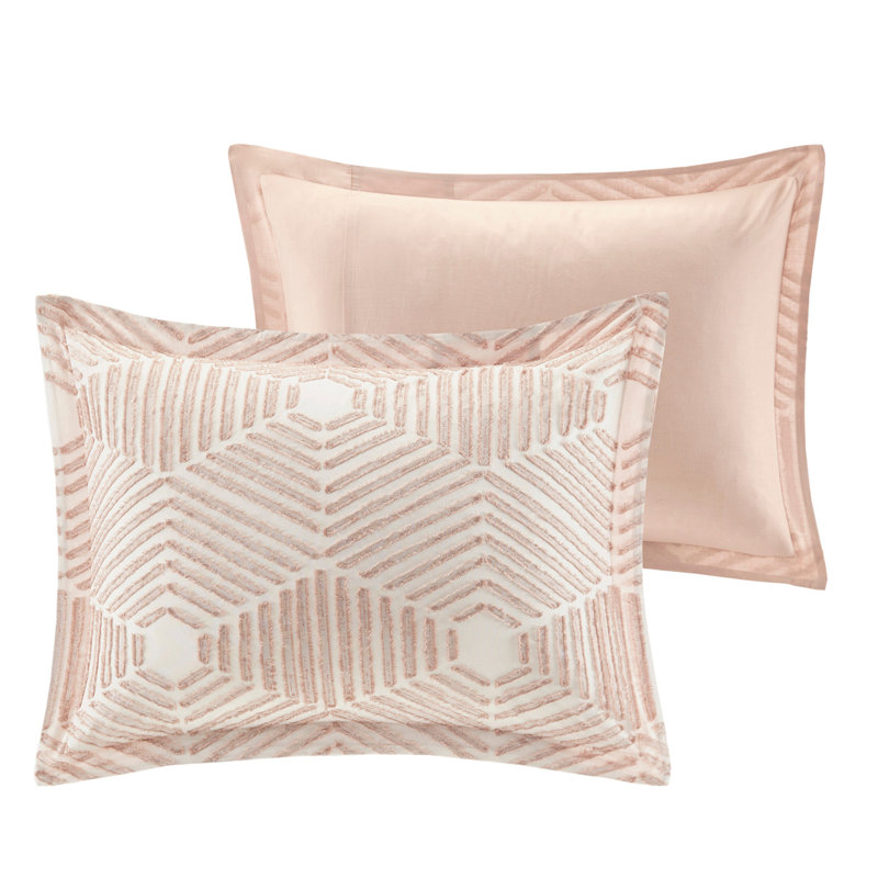 Ensemble d'édredon en jacquard de coton rosé, Très grand édredon