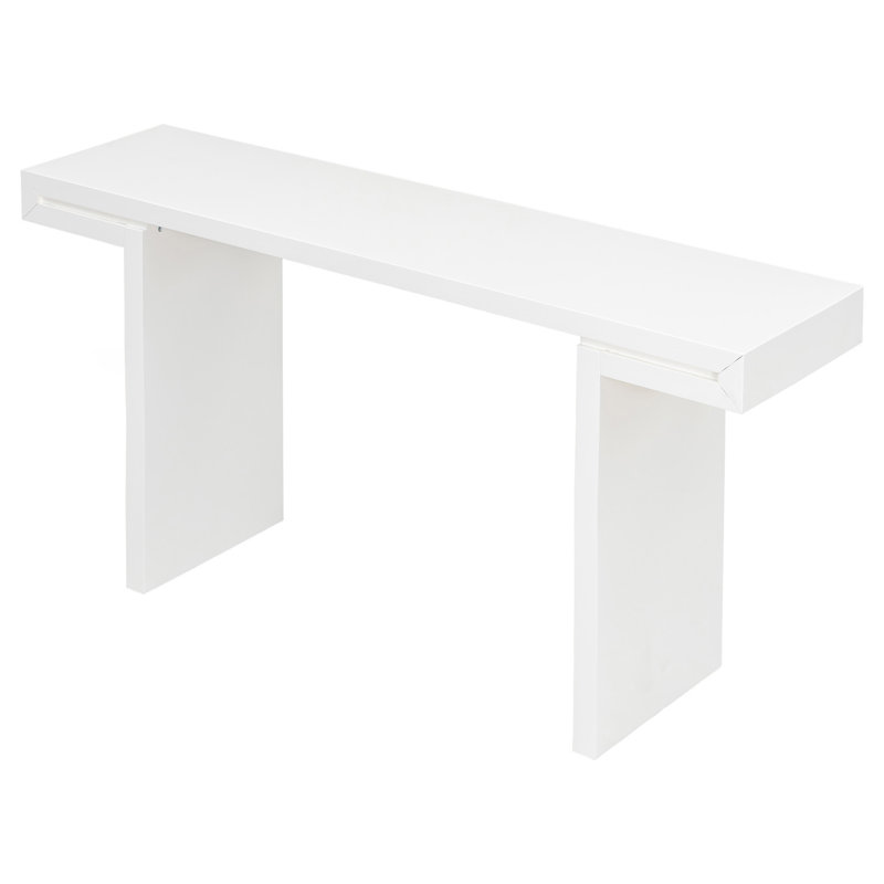 Grande console de 60 pouces aux lignes géométriques épurées, table d'entrée élégante avec finition peinte et pieds réglables, convenant au salon, au vestibule et au couloir.