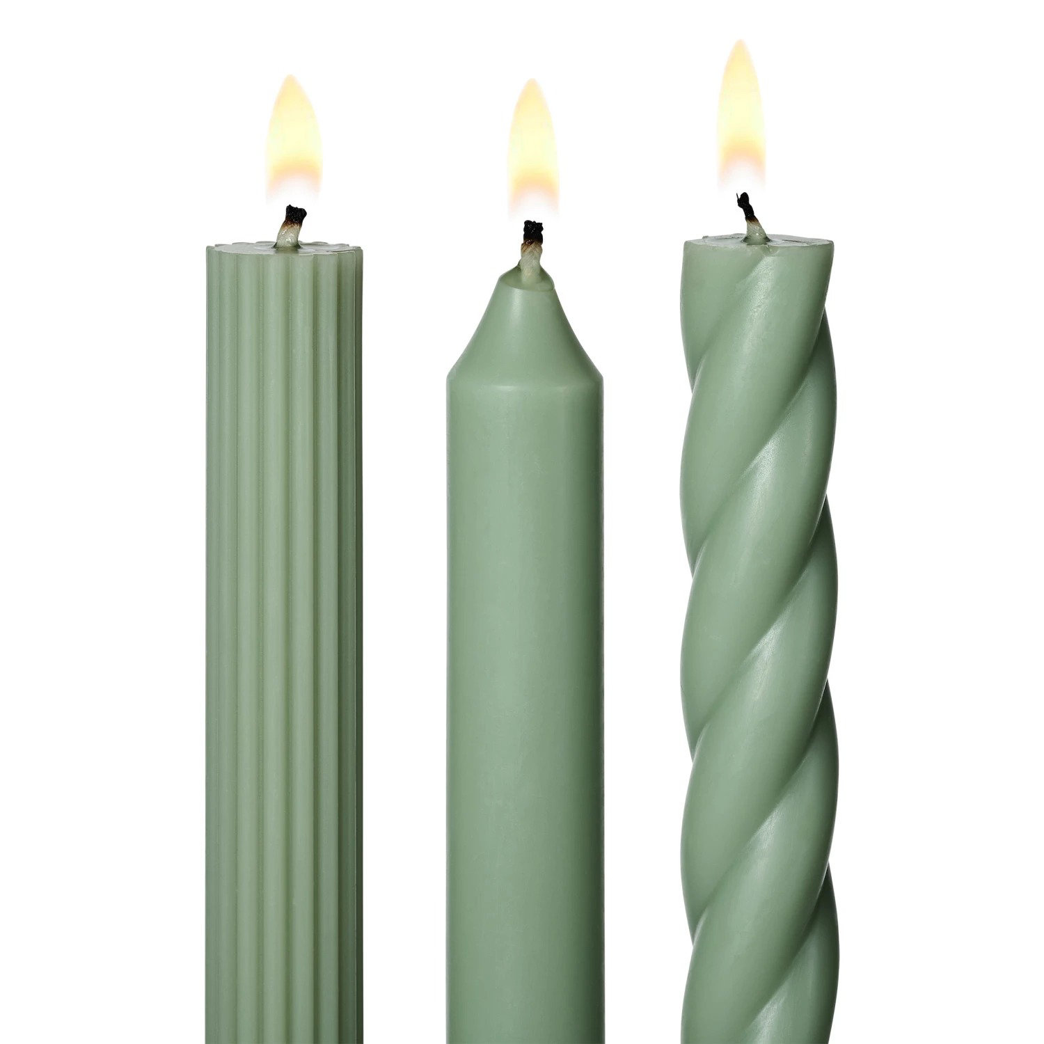 Beautifully Done Unscented Taper Candle Set, Hinoki Sage