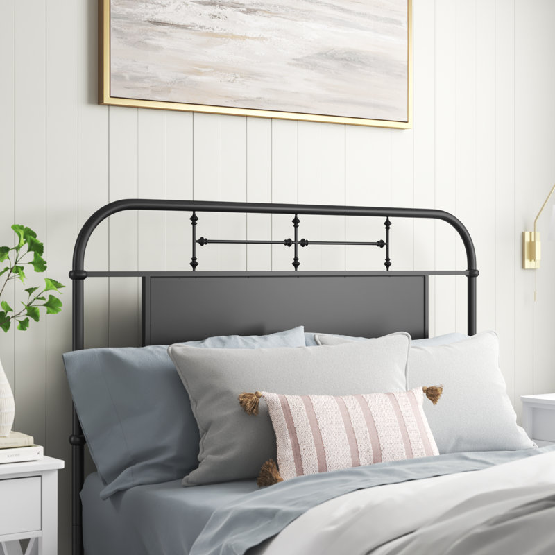 Edmund Open-Frame Metal Headboard, Full/Double, Black