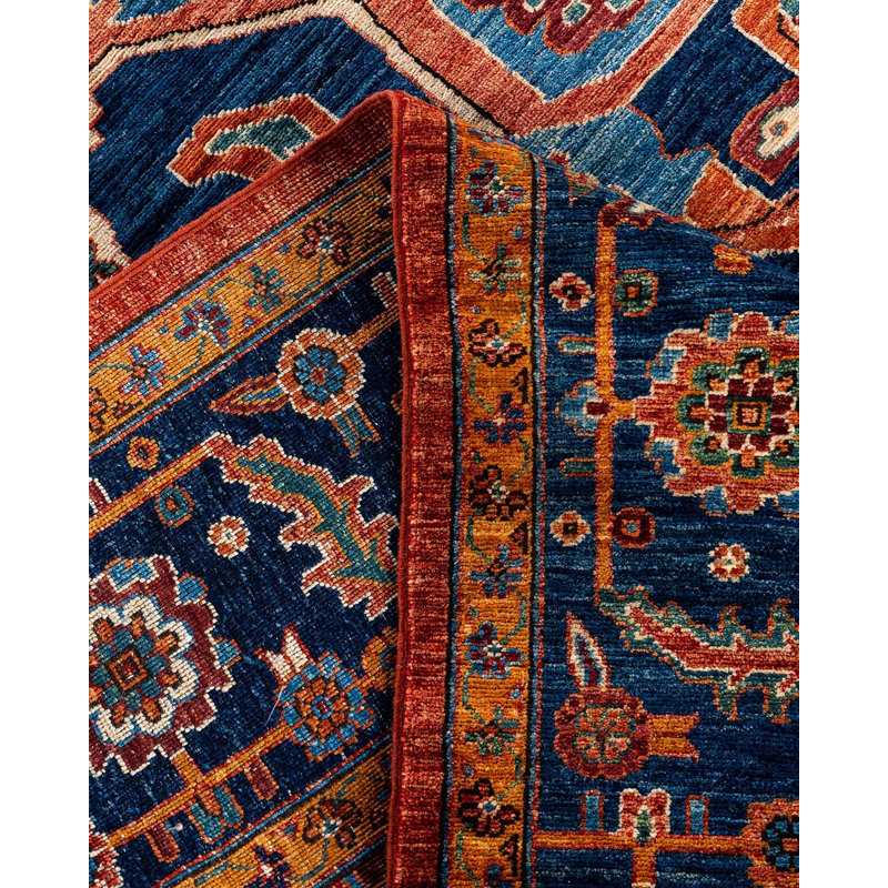 Tapis unique noué à la main Serapi - orange, 8 pi 11 po x 11 pi 9 po