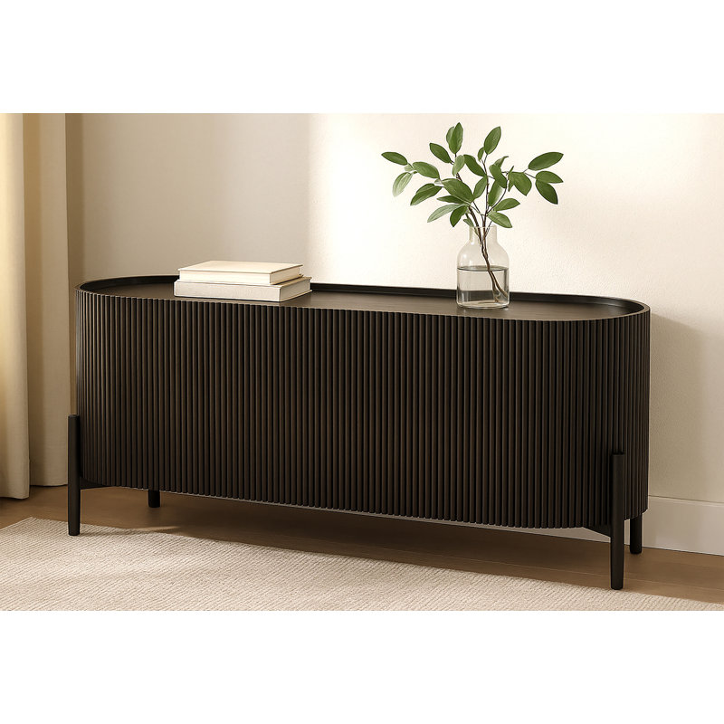 Annakay 3-door Sideboard In Dark Brown Finish On Mango Wood
