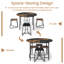 Ensemble de salle à manger 5 pièces pour 4 tables de cuisine rondes de 47 po et 4 tabourets avec plateau en bois
