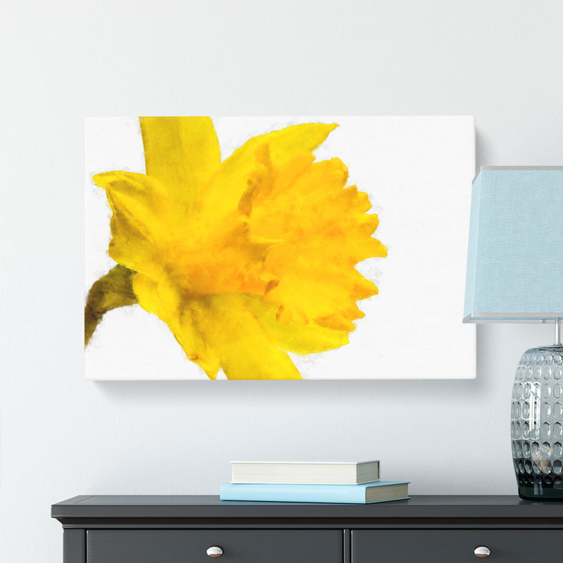 Sole Yellow Daffodil Painting - Wrapped Canvas, 40cm H x 60cm W x 3cm D
