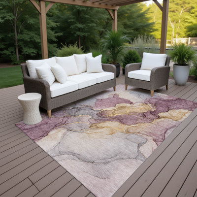 Tapis Chantille ACN3119 abstrait, lavable à la machine, intérieur/extérieur