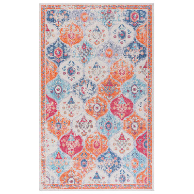 Cream 6x9 Area Rug, Low-pile, For Bedroom, Kitchen, Office Rug In Cream, Machine Washable, Non-slip Backing