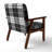 Black And Silver Checked Tartan - Upholstered Patterned Accent Arm Chair-1693678294