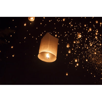 Floating Asian Lanterns,Thailand by Toa55 - Wrapped Canvas Print