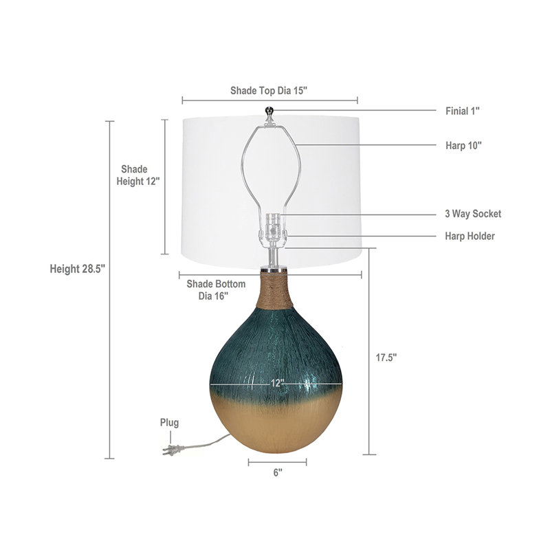 D16x28.5" Glass Table Lamp